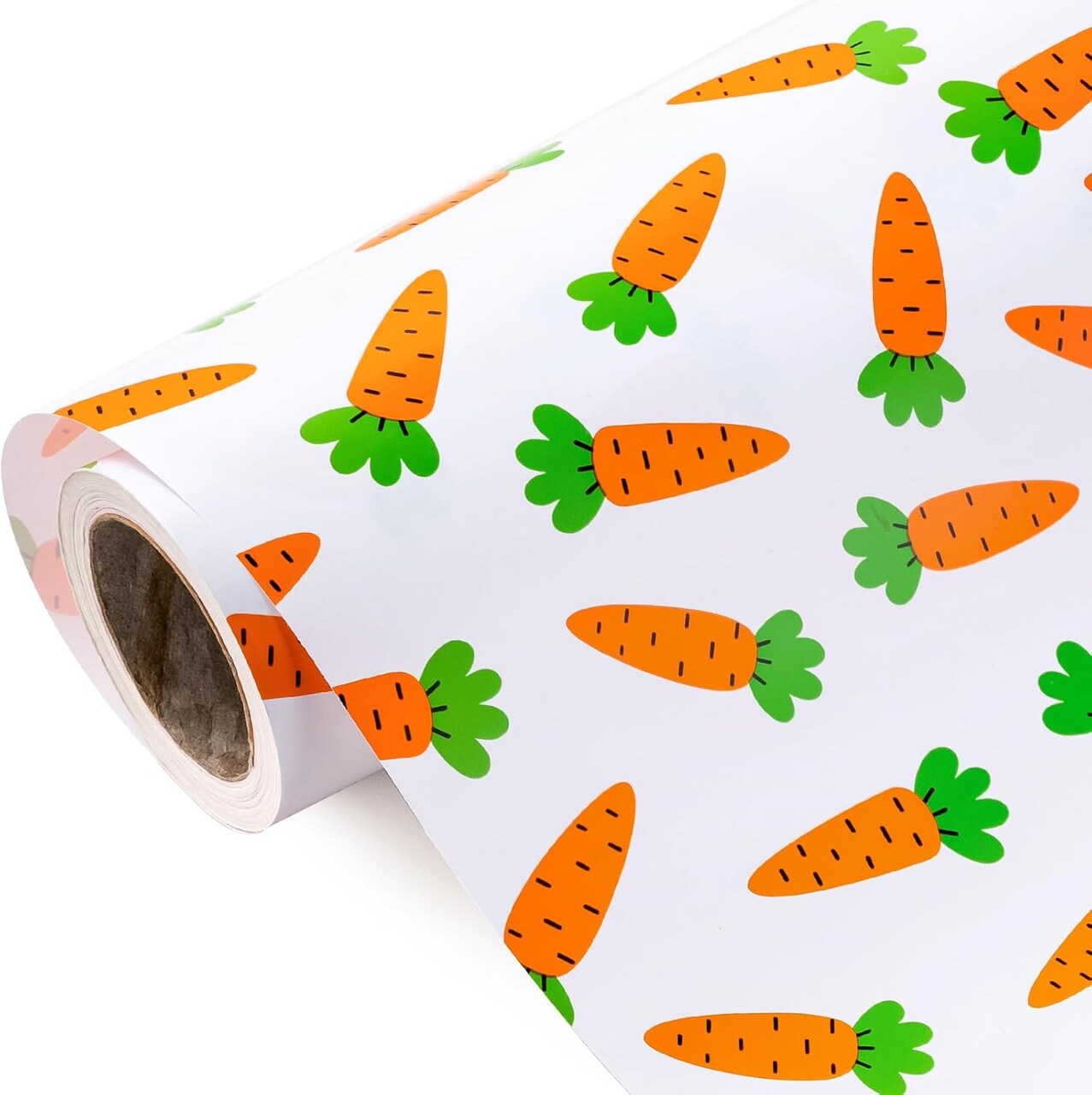 Easter Wrapping Paper Roll - 17 Inch x 33 Feet - Easter Carrots Design for Birthday, Baby Shower, Easter Gift Wrap